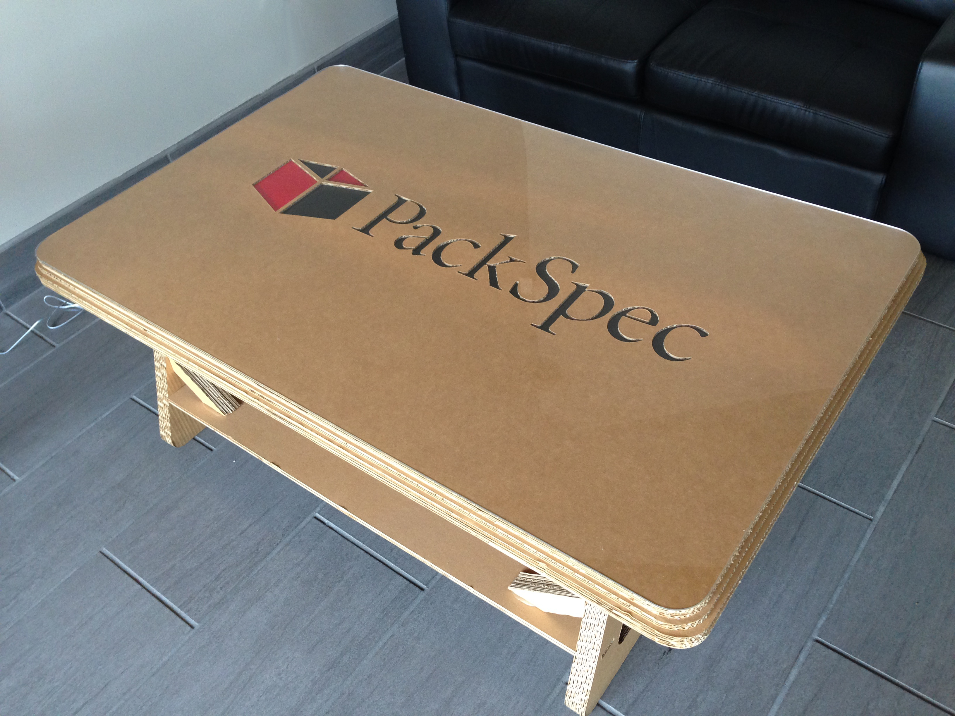 PackSpec's Corrugated Cardboard Lobby Table